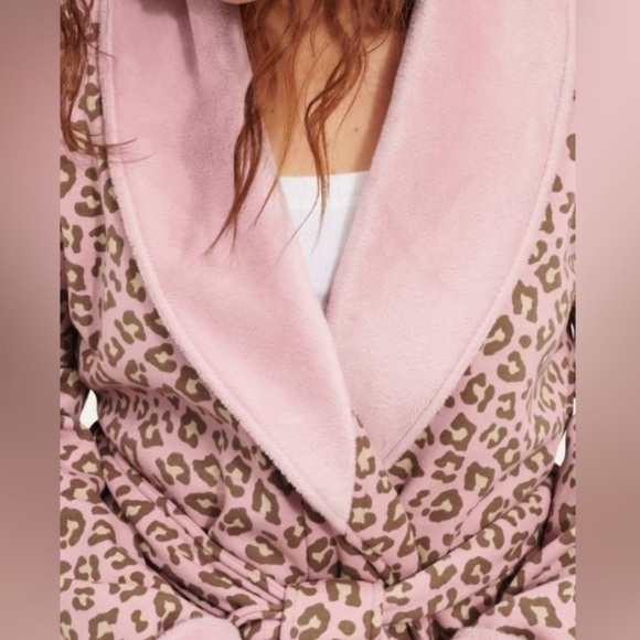 UGG Duffield II Double Knit Fleece Luxurious Pink Heather Robe - Picture 7 of 16